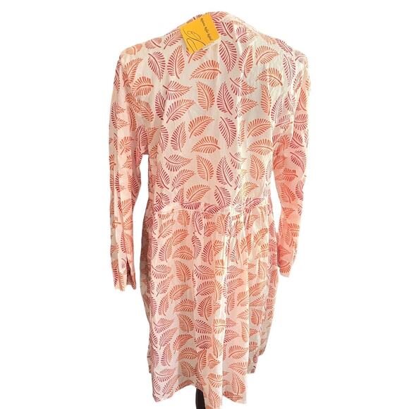 Roberta Roller Rabbit •L• YANA Tunic Shirt Dress Button Up Cotton Drawstring NWT - Picture 3 of 12